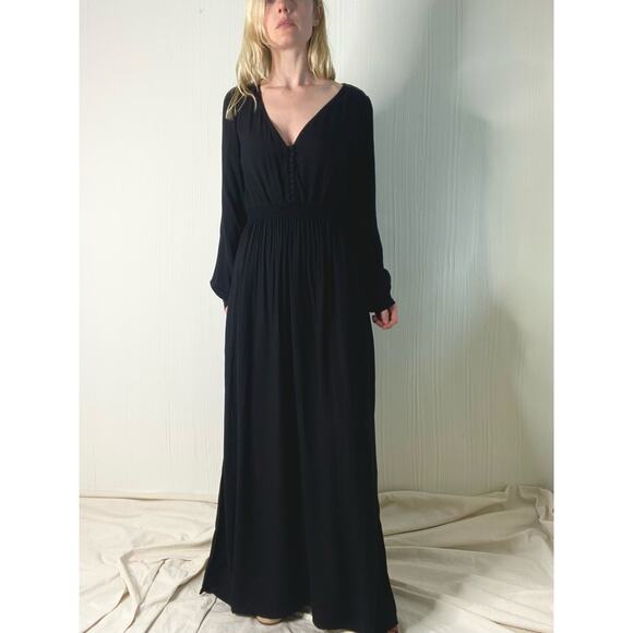 NATALIE MARTIN Black Long Sleeve Peasant Maxi Dress US MEDIUM/LARGE - Picture 2 of 14